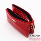 Terazo piros gyűrt lakk tripla cipzáras női rostbőr pénztárca