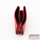 Terazo piros gyűrt lakk tripla cipzáras női rostbőr pénztárca