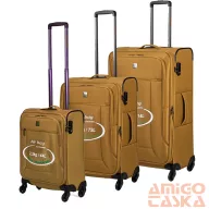   Touareg mustársárga textil négykerekű bőrönd szett air6932