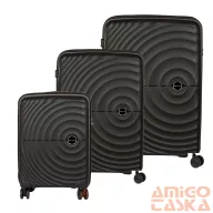   Touareg fekete polypropylén négy kerekű bőrönd szett tou-8002