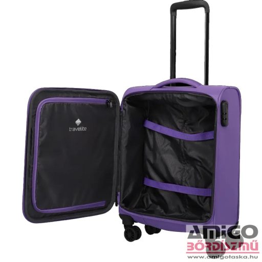 Travelite lila négy kerekű textil nagy bőrönd rügen 80949-19