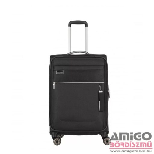 Travelite fekete négy kerekű textil közepes bőrönd miigo 92748-01