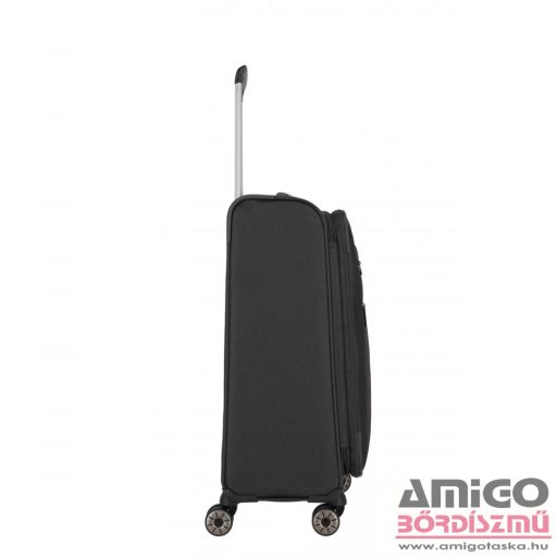 Travelite fekete négy kerekű textil közepes bőrönd miigo 92748-01