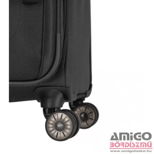 Travelite fekete négy kerekű textil közepes bőrönd miigo 92748-01