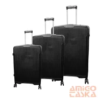   Valentini fekete polypropylén négy kerekű bőrönd szett pp-8809