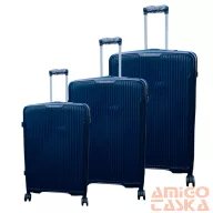   Valentini sötétkék polypropylén négy kerekű bőrönd szett pp-8809