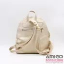 Via55 fényes rücskös arany íves elöl két cipzáras rostbőr női hátizsák