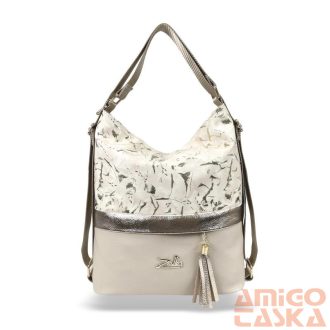   Zellia Női Válltáska/Hátizsáká Alakítható 24040 Beige-Arany - Gold Flower -