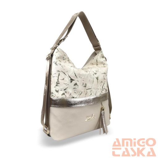 Zellia Női Válltáska/Hátizsáká Alakítható 24040 Beige-Arany - Gold Flower -