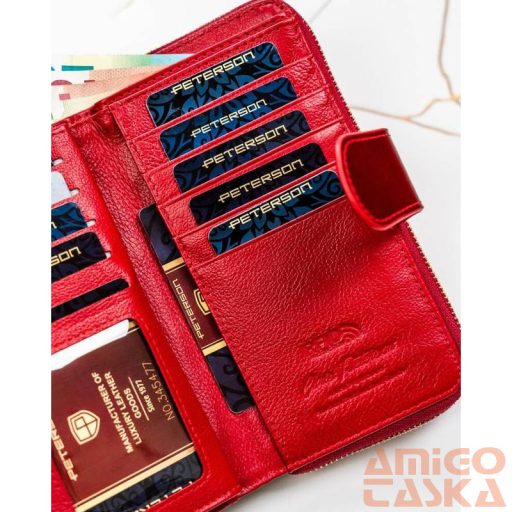 Peterson Női Bőr Pénztárca Ptn 76116-Sh-0868 Red - Piros