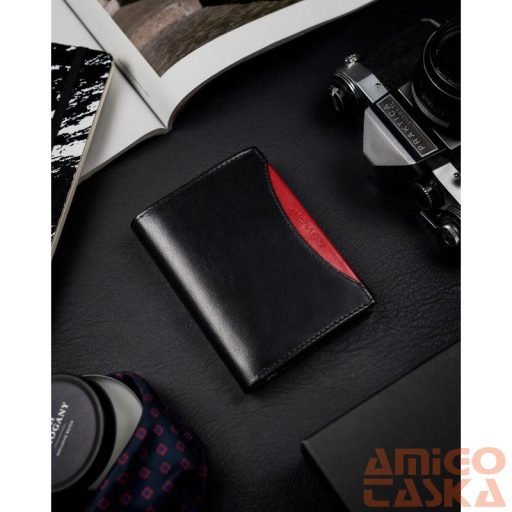 Férfi Bőr Pénztárca 1537-03-Bor-1225 Black-Red