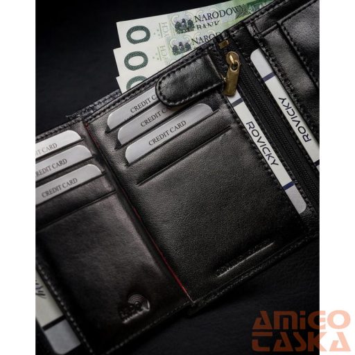 Férfi Bőr Pénztárca 1537-03-Bor-1225 Black-Red