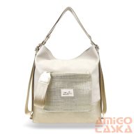   Zellia Női Válltáska/Hátizsáká Alakítható 19010 Beige-Arany - Brw-Ch -