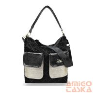   Zellia Női Válltáska 24156 Fekete-Arany - Steppelt - Vízlepergetős -