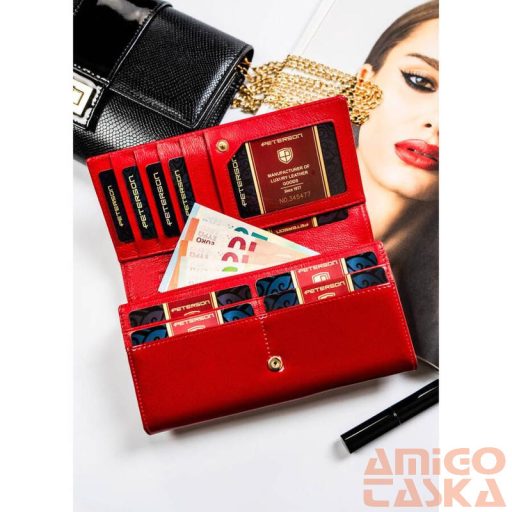 Peterson Női Bőr Pénztárca Ptn 42106-Saf-8584 Red - Piros