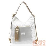   Zellia Női Válltáska/Hátizsáká Alakítható 19010 Ekrü - Steppelt - Vízlepergetős - Betűs Anyag