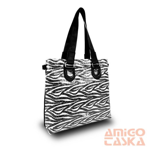 Zellia Női Válltáska 23104 Fekete-Fehér - Lakk Zebra Minta -