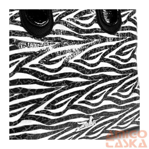 Zellia Női Válltáska 23104 Fekete-Fehér - Lakk Zebra Minta -