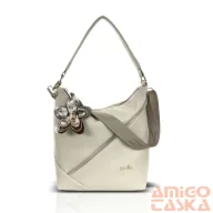   Zellia Női Válltáska Zlb332-F Beige-Arany - Virág Dísszel -