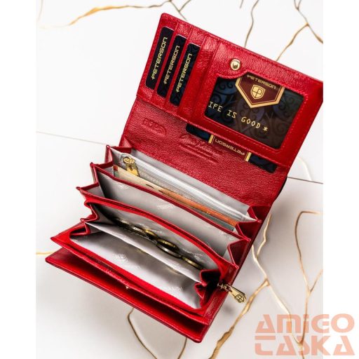 Peterson Női Pénztárca - Echo És Természetes Bőr Ptn Ps112-Hnl-2937 Red