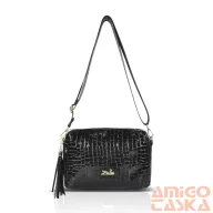   Zellia Női Oldaltáska Zlb210 Fekete Lakk - Krokkó - Arany K.