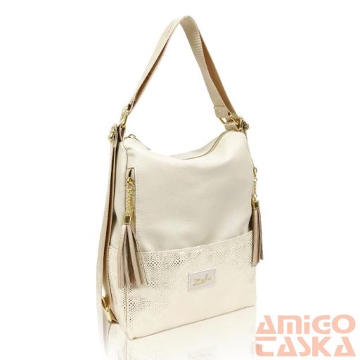 Zellia Női Válltáska/Hátizsáká Alakítható 22199 Beige-Arany  - Awi -