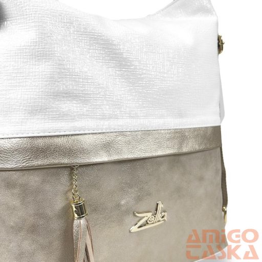 Zellia Női Válltáska/Hátizsáká Alakítható 24040 Arany-Fehér - Monaco-Shiny -