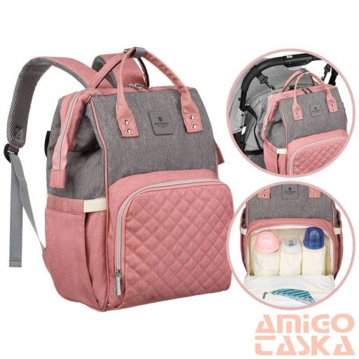 Peterson Női Hátizsák Ptn Mb3-6012 Gray-Pink - Szrke-Rózsaszín