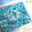 4 Részes Kék Körömdíszítő Szett - Qqs-2504190 Kék - Fólia, Szárított Virág, Strasszok, Glitter Mix