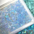 4 Részes Kék Körömdíszítő Szett - Qqs-2504190 Kék - Fólia, Szárított Virág, Strasszok, Glitter Mix