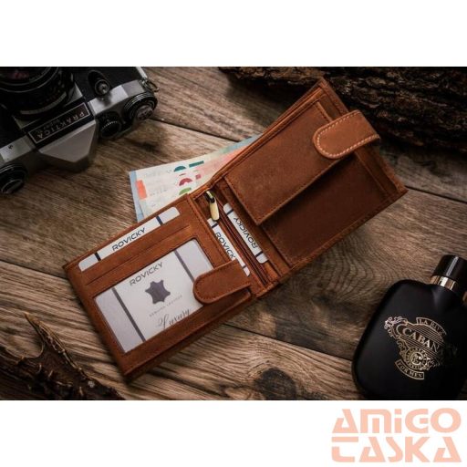 Férfi bőr pénztárca n992l-chm-dog-1-7605 cognac - világos barna