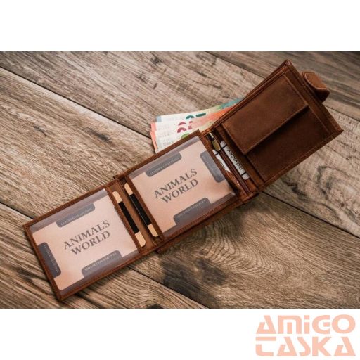 Férfi bőr pénztárca n992l-chm-dog-1-7605 cognac - világos barna
