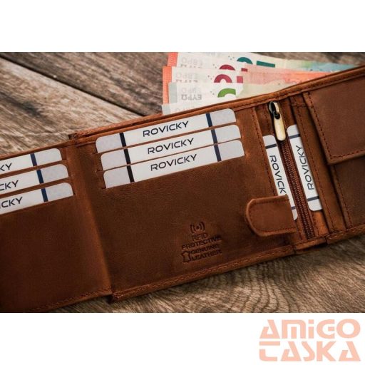 Férfi bőr pénztárca n992l-chm-dog-1-7605 cognac - világos barna