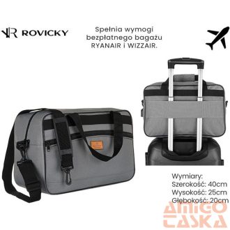   Rovicky - Utazótáska - Kézipoggyász - Szürkr-Tl15608-2516 Gray - 40 X 25 X 20 Cm