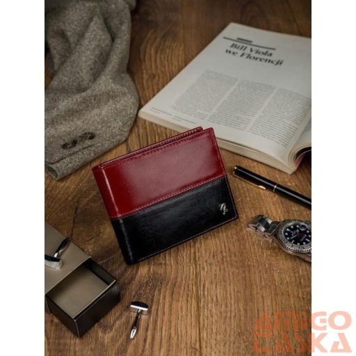 Férfi Bőr Pénztárca N992-Vt2  Black-Red