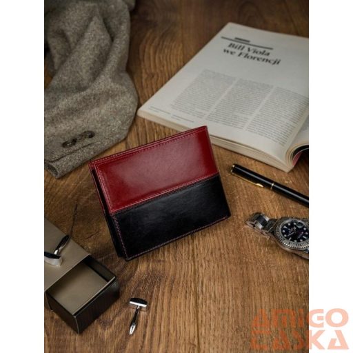 Férfi Bőr Pénztárca N992-Vt2  Black-Red