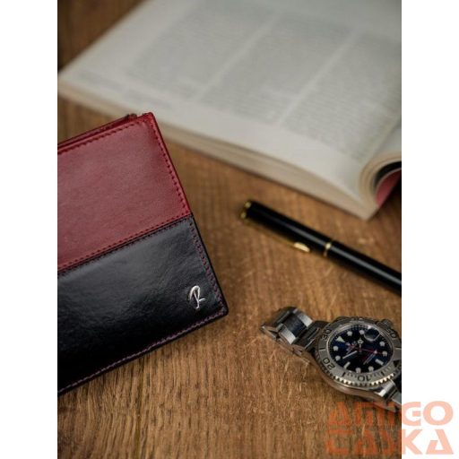 Férfi Bőr Pénztárca N992-Vt2  Black-Red