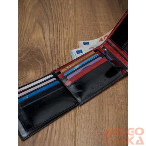 Férfi Bőr Pénztárca N992-Vt2  Black-Red