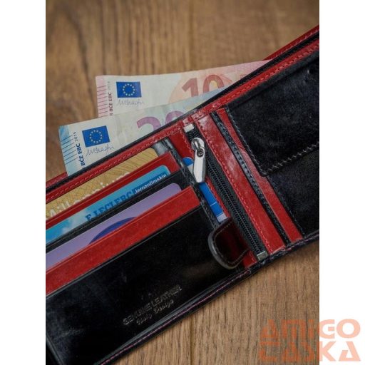 Férfi Bőr Pénztárca N992-Vt2  Black-Red