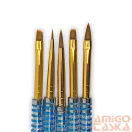 Körömdíszítő Ecset Szett - 5 Db-Os Kiszerelés - Kék - R140