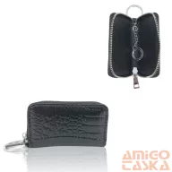   Jennifer Jones Női Bőr Kulcstartó 5139-1 Fekete - Krokko Mintával