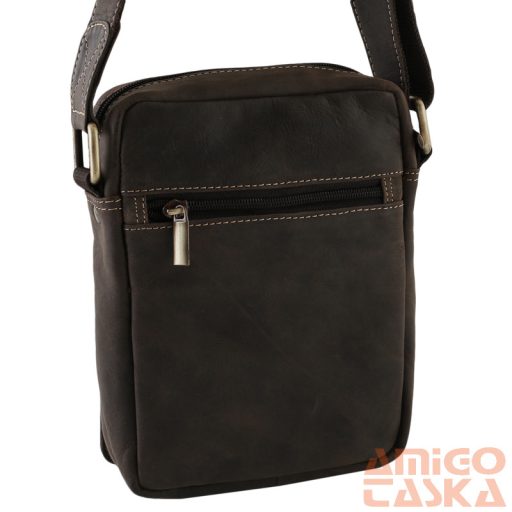 Férfi Bőr Oldaltáska 250586-Mh Brown sötét barna