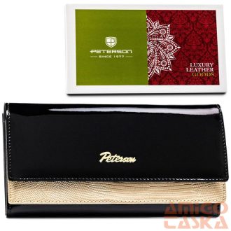   Peterson Női Bőr Pénztárca Ptn Lj-421028-0643 Black-Gold - Fekete-Arany