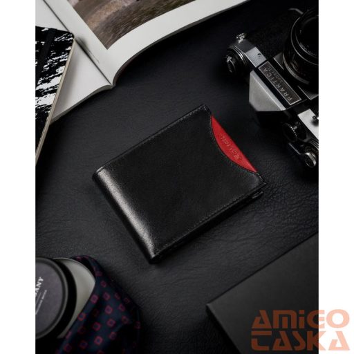 Férfi Bőr Pénztárca 1544-03-Bor-1317 Black-Red