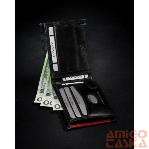 Férfi Bőr Pénztárca 1544-03-Bor-1317 Black-Red