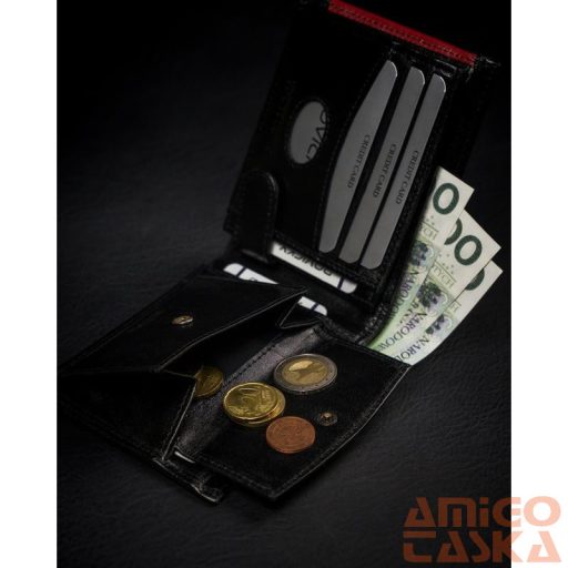 Férfi Bőr Pénztárca 1544-03-Bor-1317 Black-Red
