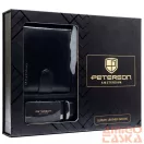 Peterson Férfi Bőr Szett Pénztárca & Automata Őv Ptn N992L-125-K01-Bw-7140 Black