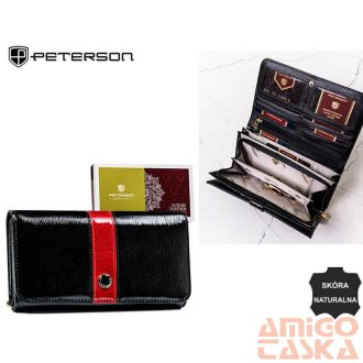 Peterson Női Bőr Pénztárca Ptn 421077-Sh-9930 Black-Red