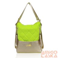  Zellia női válltáska/hátizsáká alakítható 22199 lemon zöld-arany - matt - steppelt -
