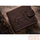 Férfi Bőr Pénztárca - Mintás - N992L-Chm-Horse-4576 - Ló Minta - Sötét Barna